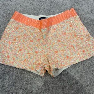 FRENCH CONNECTION neon orange sequin shorts NWOT